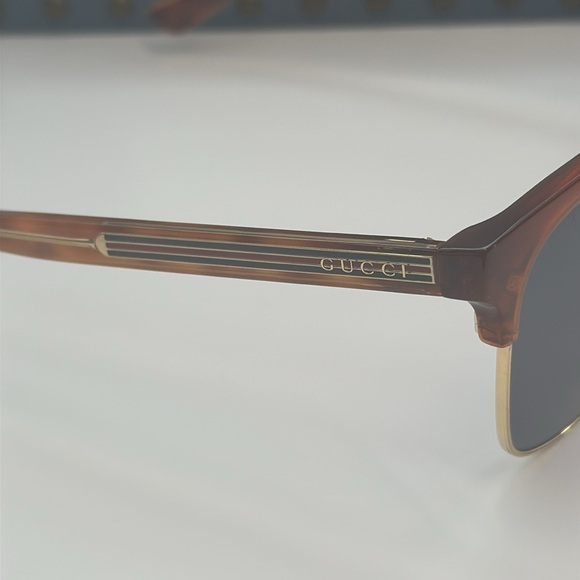 New Authentic Gucci GG0382S Sunglasses Havana/Blue Men Sunglasses - Picture 9 of 17